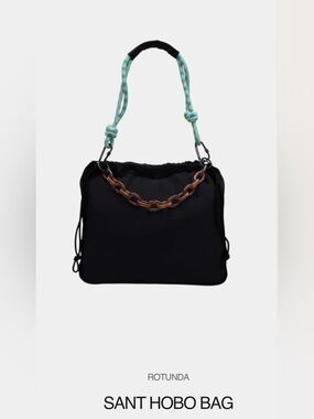Black Shoulder Bag with Tortoiseshell Chain Handle
